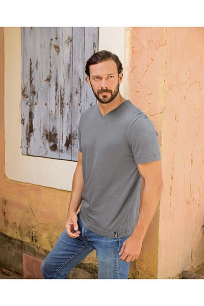 Aydoğan Men's Basic V-Neck T-Shirt 4 Pack Black-White-Smoked-Beige