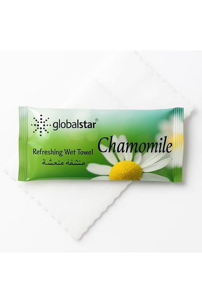 Globalstar Chamomile Refreshing Wet Towels - 25pcs Soft Cotton for Daily Hygiene & Freshness