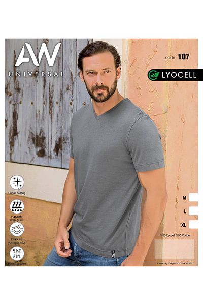 Aydoğan Men's Basic T-Shirt V-Neck