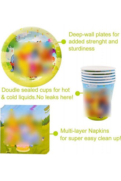 Miotlsy children's party set, paper, multicolor, 63 pieces