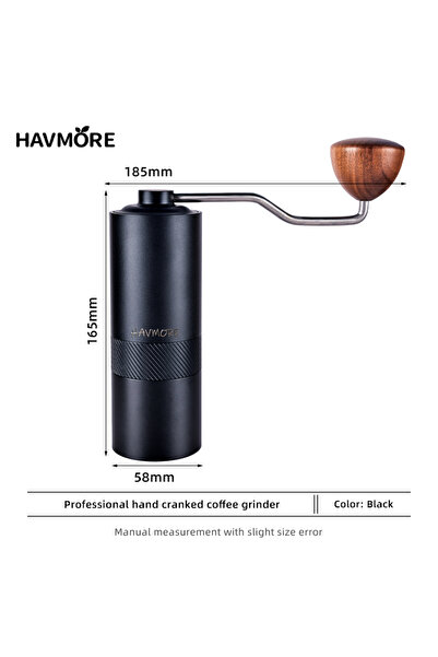Choice مطحنة قهوة يدوية HAVMORE G50-Black مطورة بتقنية CNC من الفولاذ المقاوم للصدأ قابلة للتعديل