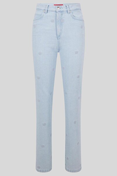 HUGO Kadın Logo İşlemeli Jean Pantolon Mavi 440