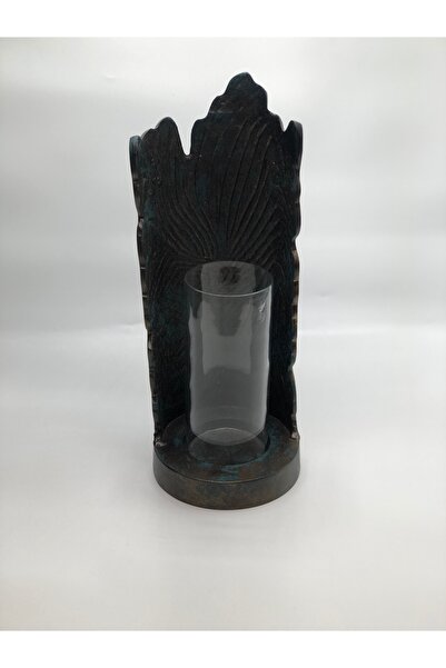 Yasmina Home YEŞİL METAL CAM MUMLUK H:43,5cm