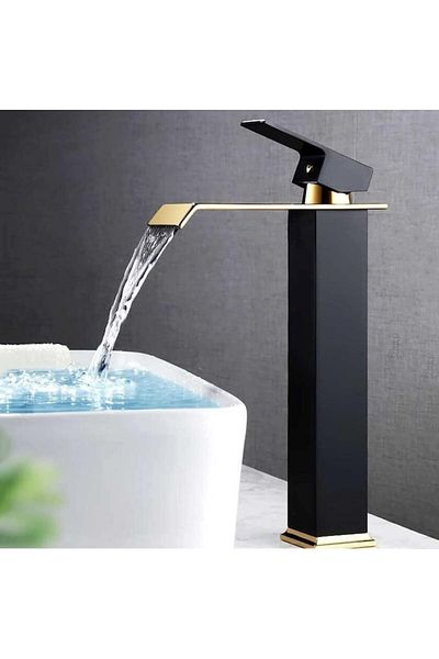 SMART GADGETS C&A Baterie lavoar înalt - Design modern, negru mat și auriu, 30 cm