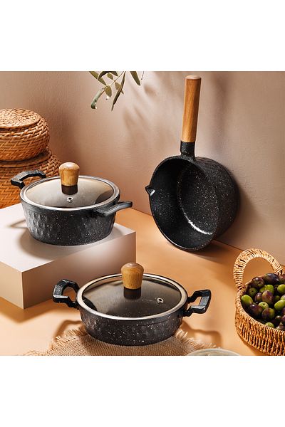 Aryıldız Nevada Midi 5 Piece Black Pot Set