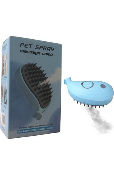SMART GADGETS C&A Perie cu abur pentru animale de companie 3 în 1 cu spray și dozator integrat - Albastră