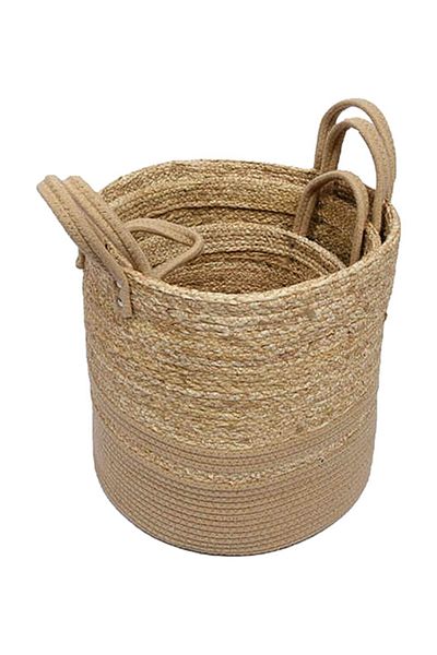 HONEYBEE Corn Husk and Cotton Lightweight Woven Storage Basket