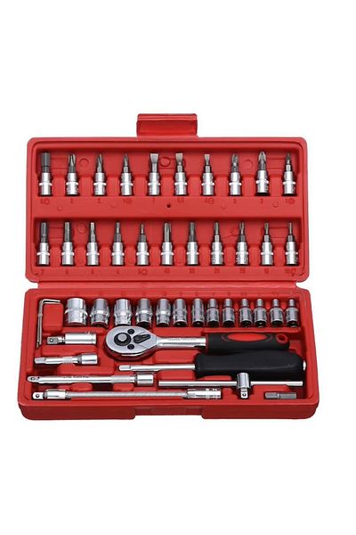 OEM Set de scule 46 piese, kit de reparații auto și casnice cu cutie de depozitare de înaltă calitate, roșu