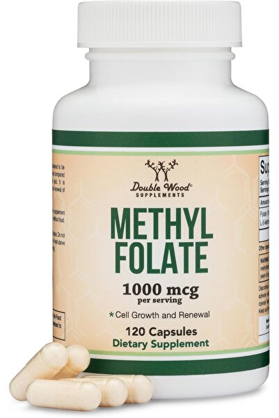 DOUBLE WOOD Methylfolate 1,000mcg, 120 Caps Methylated Folate More Active Form of Folate Than Folic