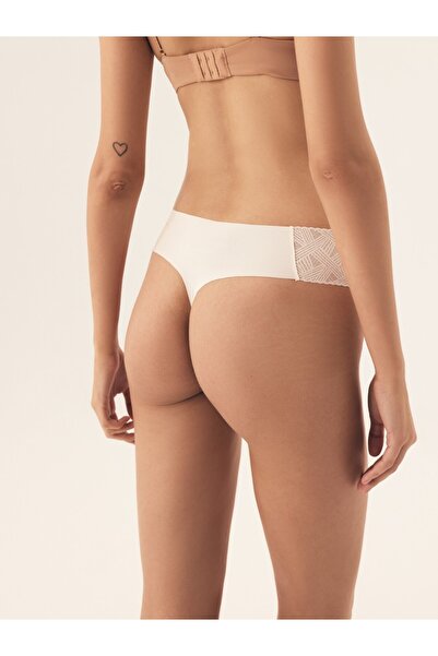 ESOTIQ Set de 2 chiloți tanga pentru femei cu detalii geometrice din dantelă | Piri