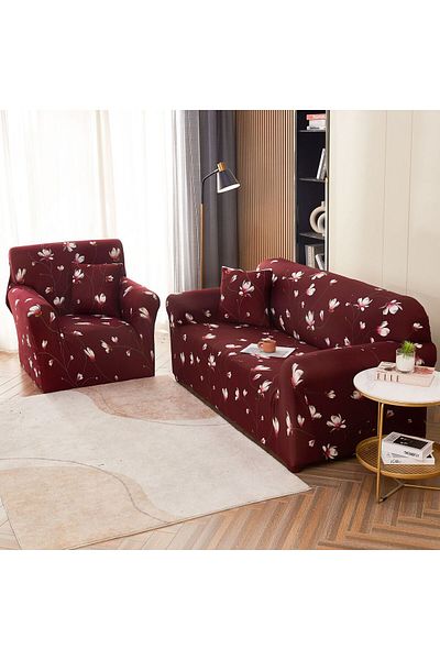 trendyhome Elastic Cover with Arms, 3-Seater Sofa, Flowers, Grena, J12287