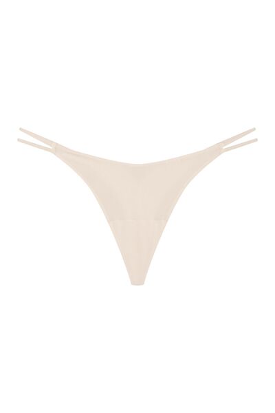 ESOTIQ Women's Thong Panties Comfy Bonded Hems & Decoraitve Strings Back Cut-Out | Bosco