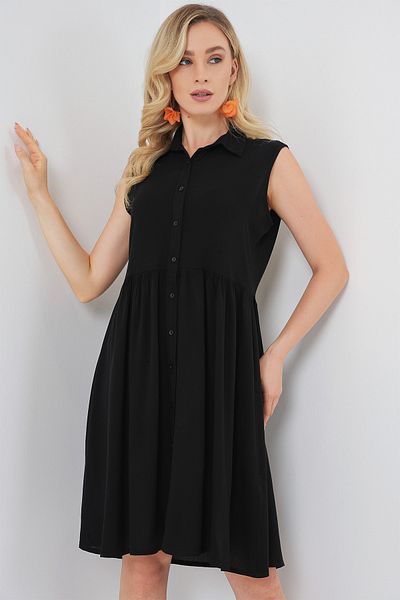 Bigdart Γυναικείο Midi φόρεμα Zero Sleeve 2563 - Μαύρο