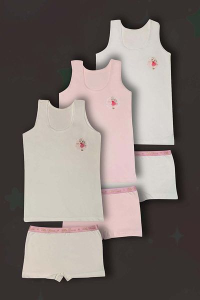 GRI MOR TEKSTIL 3-Piece Girl's Cotton Tank Boxer Underwear Set