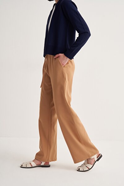 EBU Prive Γυναικείο ελαστικό στη μέση παντελόνι palazzo βιζόν