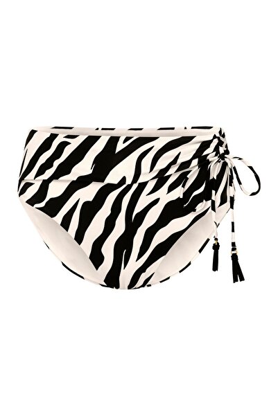 ESOTIQ High Waist Bikini Bottom Brief with Draping and Decorative Side Tie | Zibraz