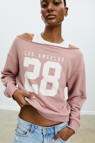 Stradivarius Off-the-shoulder graphic sweatshirt