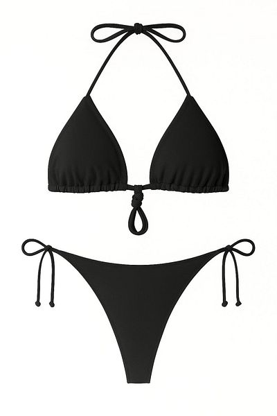 HAKKE Tie-Up Triangle Bikini Set