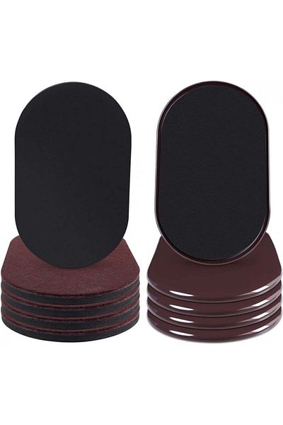 Ezprotekt Set de 8 glisiere pentru mobilă, plastic/eva, negru/maro, 24,1 x 14,6 cm