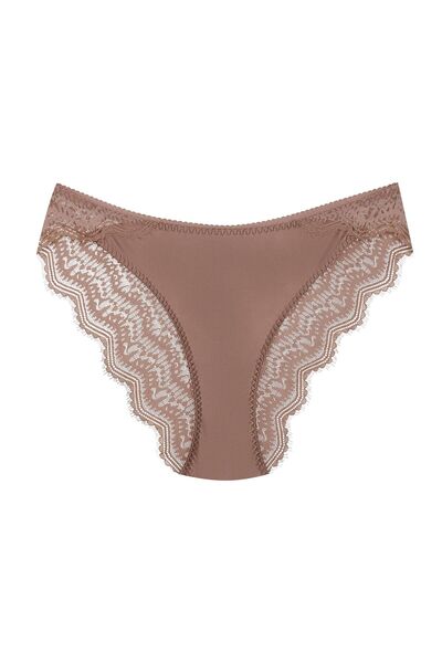 ESOTIQ Chiloți brazilieni pentru femei, cu imprimeu satinat în față și dantel...