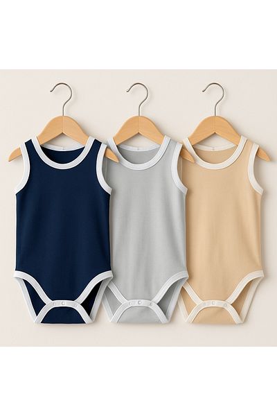 Uğur Home Ev Tekstili Cotton Baby Bodysuit (0-6 Months) - Newborn - Pack of 3 - Athlete Model, Skin Friendly