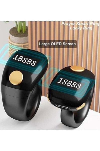 Denx Tasbeeh Smart Ring with OLED Screen - Long-lasting Battery - Electronic