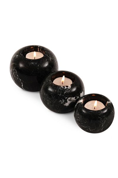 Radicaln Marble Tealight Candle Holders – 3-Piece Black Set for Table Decor, Wedding & Gift Use