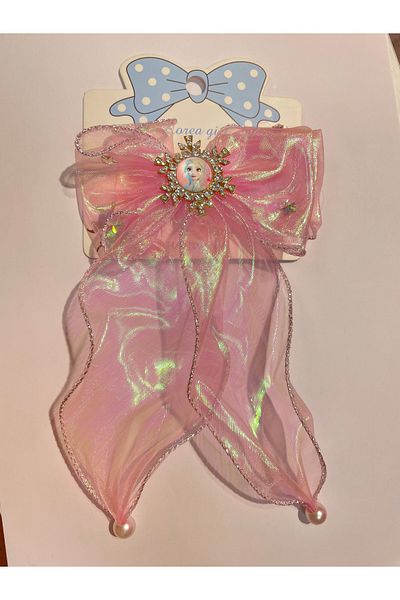 La She Accessories Elsa Portrait Detailed Pink Color Bow Long Latch Buckle