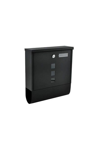 PROCART Cutie poștală cu suport pentru ziare, 2 chei, exterior, 33x30x8,5 cm, metal, neagră