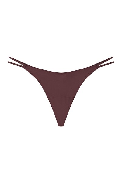 ESOTIQ Women's Thong Panties Comfy Bonded Hems & Decoraitve Strings Back Cut-Out | Bosco