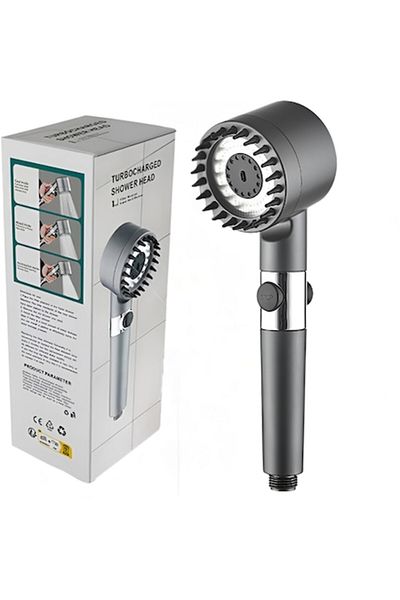 SMART GADGETS C&A Premium 4 In 1 Shower Head with Massage Silicone Bristles, Water Purification Filter, Gray