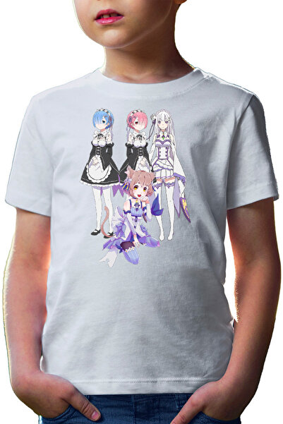 OEM Tricou copii Re zero REM RAM Emilia Felix Cat Waifu Yandere Doki Doki