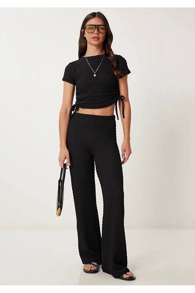 NESLİHAN KOCA BOUTİQUE Side Rolled Crop Pants Set
