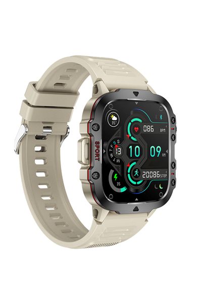 OEM Ceas Smartwatch Barbatesc COOSTAR QX11, 1.96" HD, Militar, BT 5.2, FitCloudPro, Silicon, Gold