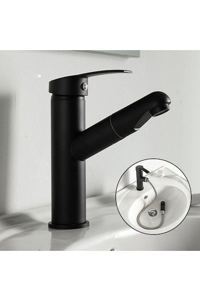 SMART GADGETS C&A Bathroom Sink Faucet, Pull-Out Spout, Circular Model, Single Handle, Minimalist Design, Durable Stai