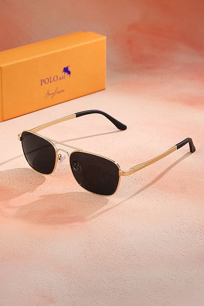 Polo Air Polarized Light Frame Spring Handle Unisex Sunglasses Gold Black Color Plg-2103C4