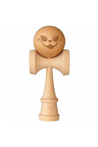 Bibilel Jucărie interactivă Kendama, Bibilel, din lemn, 18 cm, model pisică n...