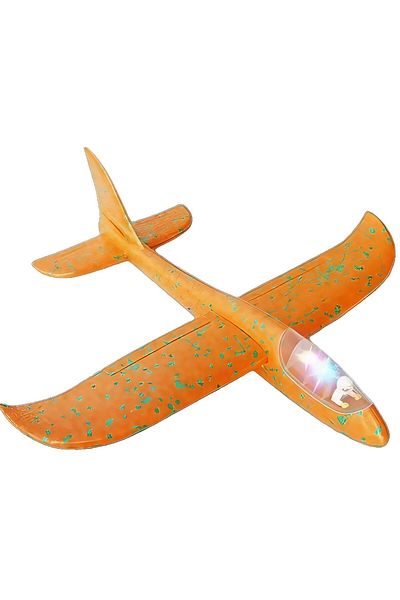 Flippy Glider Plane with Pilot, Flippy, With Lights in the Pilot's Cabin, Length 47 cm, Orange