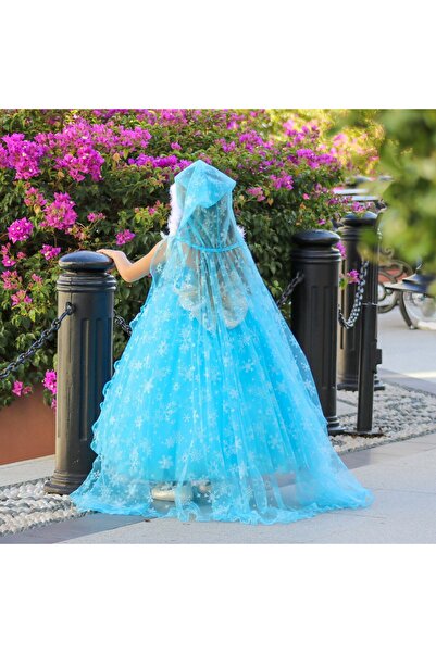 sara tasarım Ice Princess Blue Dress for Girl, Birthday Costume, Blue Lace Dr...