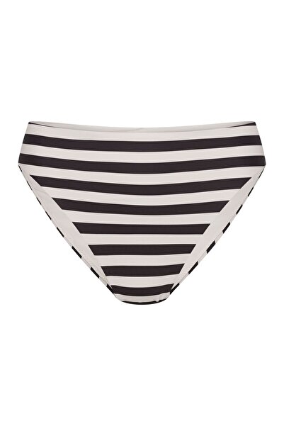 Bloovii Bikini Bottom Classic Brief with Medium Waist Striped Matte Retro Style | Malibu