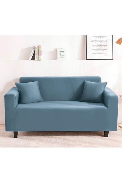 trendyhome Elastic Cotton Cover, 2-Seater Sofa, UNI, Blue, C13400