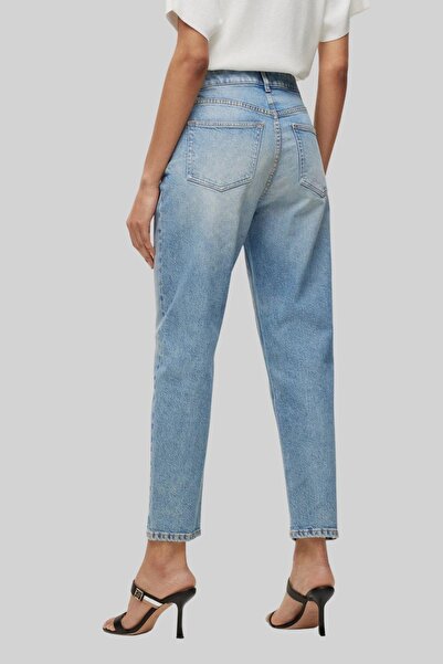 BOSS Kadın Regular Fit Yüksek Belli Kısa Jean Pantolon Mavi 461