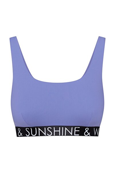 Bloovii Bikini Top Swim Bralette Smooth Removable Pads Wide Undrerband with Text | Summervibes