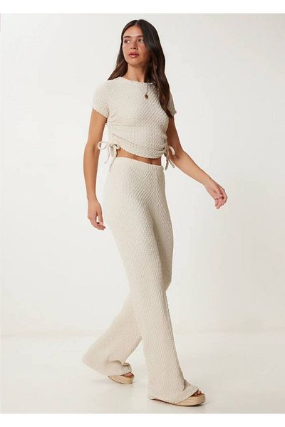 NESLİHAN KOCA BOUTİQUE Side Rolled Crop Pants Set