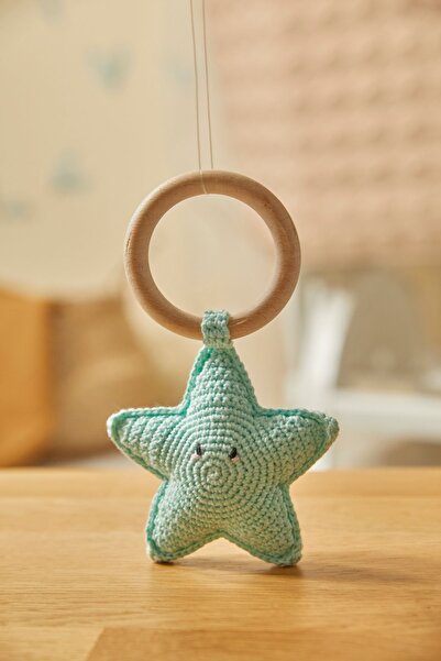 CAPELLA TOYS Doğal Bebek Örgü Amigurumi Diş Kaşıyıcı Yıldız Mavi 9-12 Ay