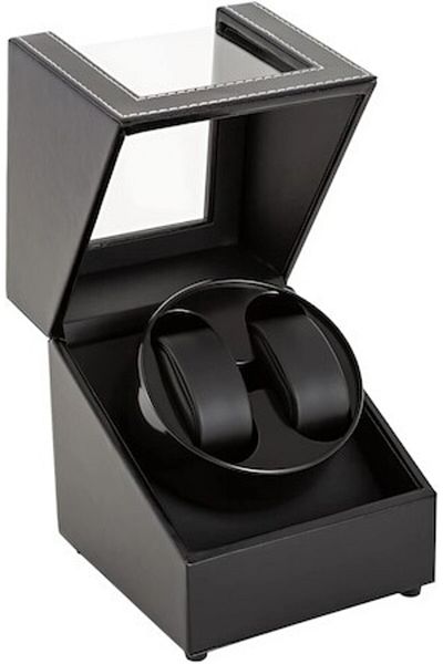 SMART GADGETS C&A Automatic Rotating Watch Box, Premium Display, Two Slots, Silent, Anti-Magnetic, Luxurious Matte Bla