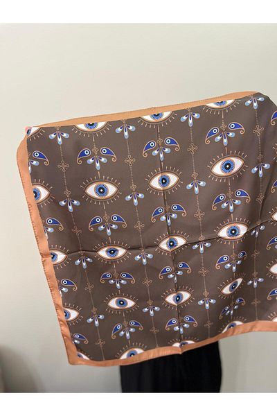 sema aksesuar Evil Eye Beaded Eye Patterned Bandana - Sun Moon Star Patterned Rayon Fabric Scarf Gift