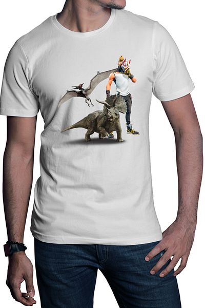 OEM Men's T-shirt Jurassic Park Pteranodon Velociraptor Fortnite
