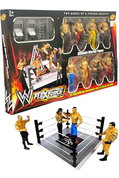 Toybox WWE Flexforce Ultimate Warrior Power Wrestling Character Action Figure Toys with Ring Accessories
