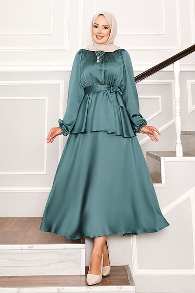 EBRUTESETTÜR Double Hijab Suit with Satin Skirt